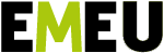 EMEU-hankelogo, jossa on mustilla kirjaimilla e, e ja u ja vihreällä m.