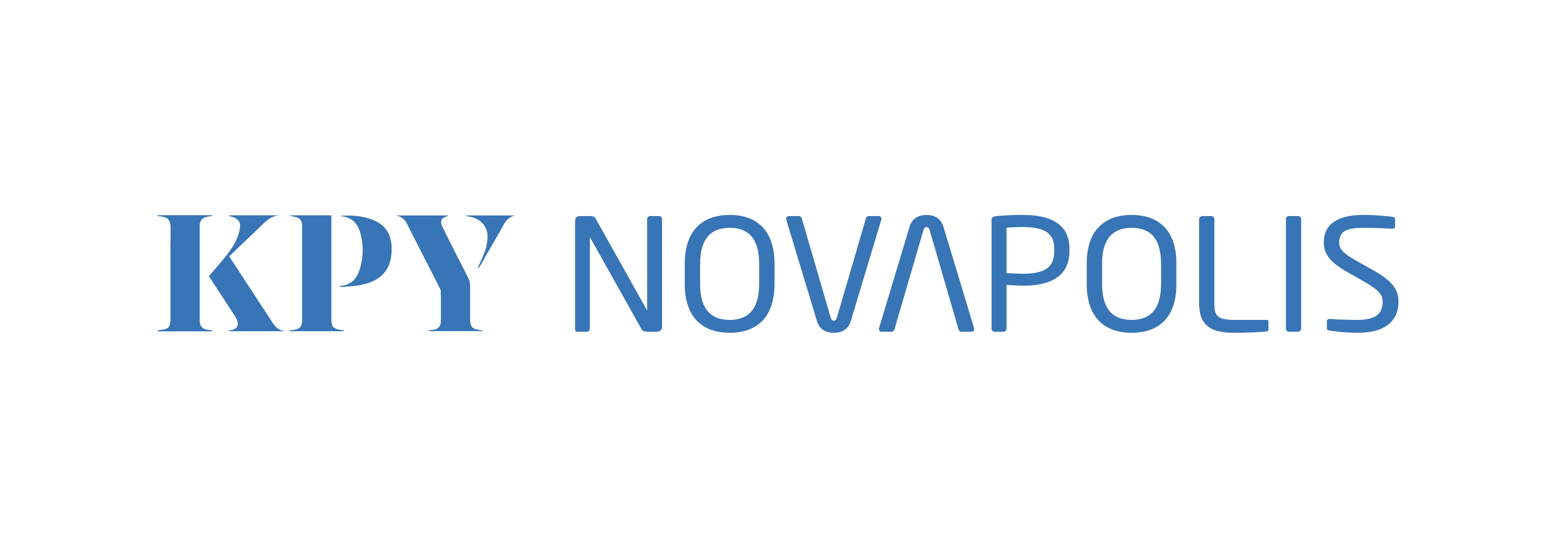 Tekstilogo, jossa lukee sinisellä KPY Novapolis.
