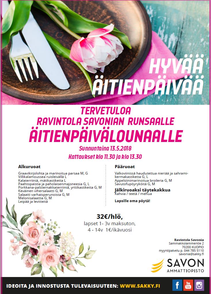 Äitienpäivälounas Ravintola Savoniassa