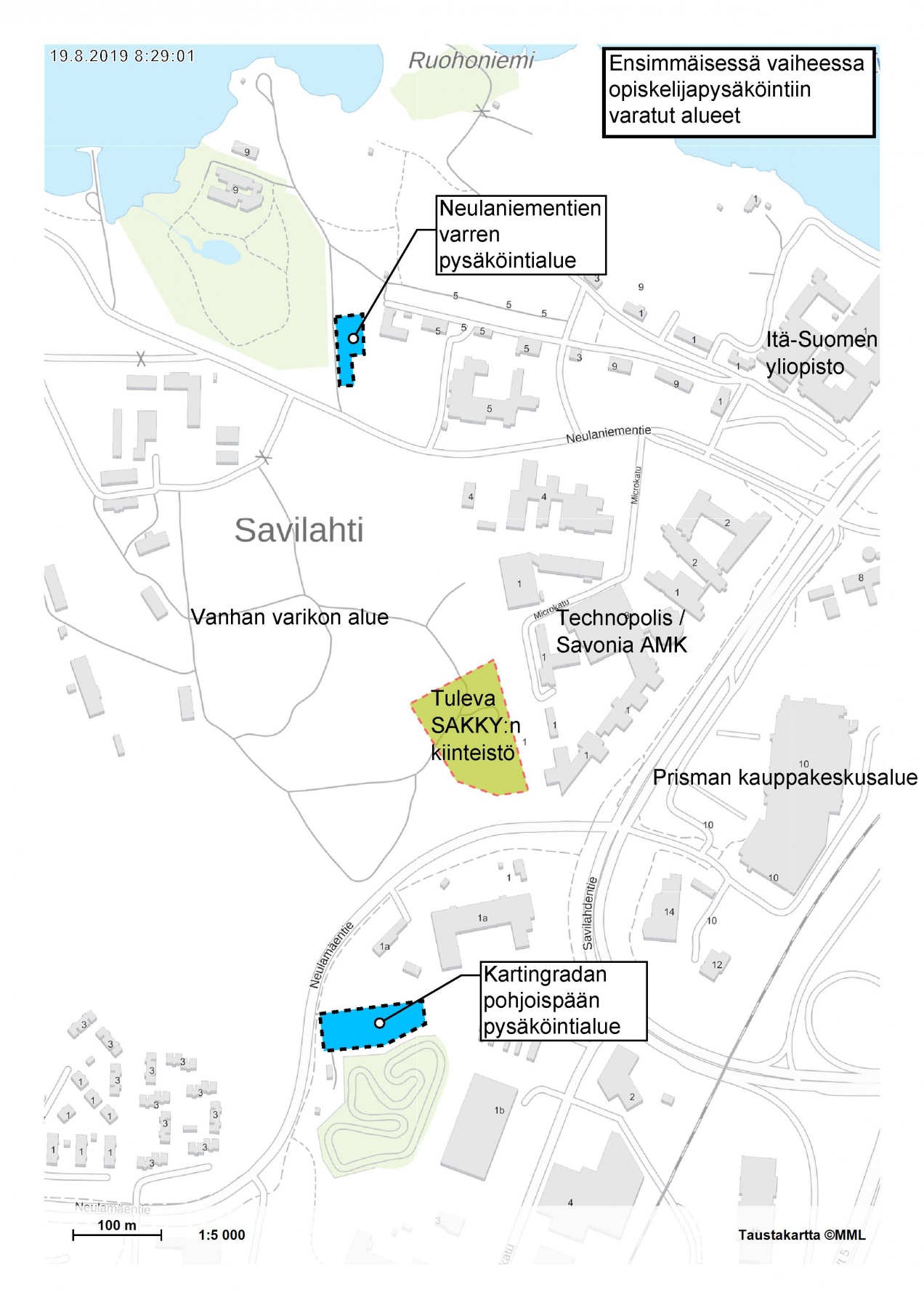 Savilahden alueen opiskelijapysäköinti kaudella 2019-2020