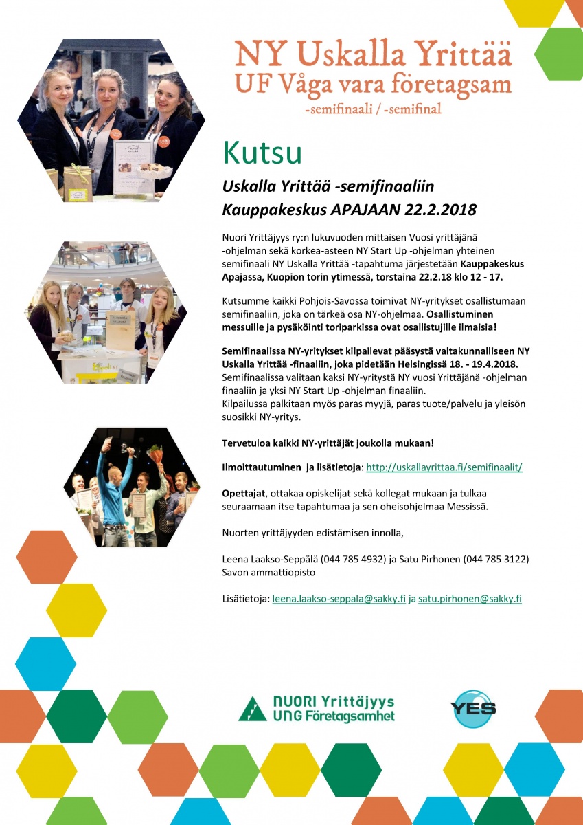 NY Uskalla Yrittää Kauppakeskus Apajassa 22.2 klo 12-17