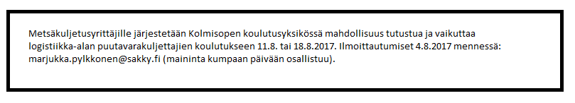 Tehokas puuhuolto – haaste myös koulutukselle