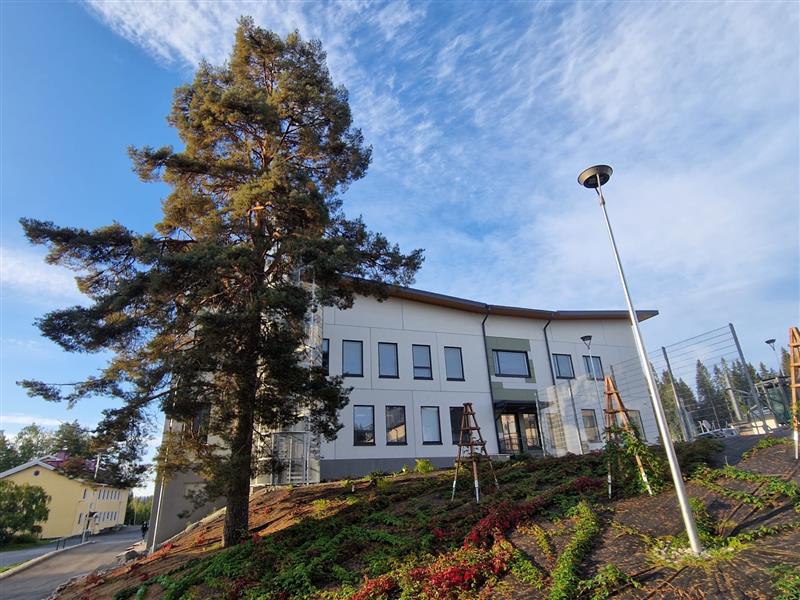 Valkoinen iso rakennus /2024/11/tu syksyllä.